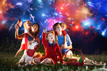 American family on Independence Day. 4th of July.