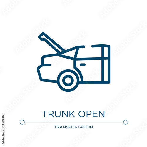 Trunk open icon. Linear vector illustration from car engine collection. Outline trunk open icon vector. Thin line symbol for use on web and mobile apps, logo, print media.