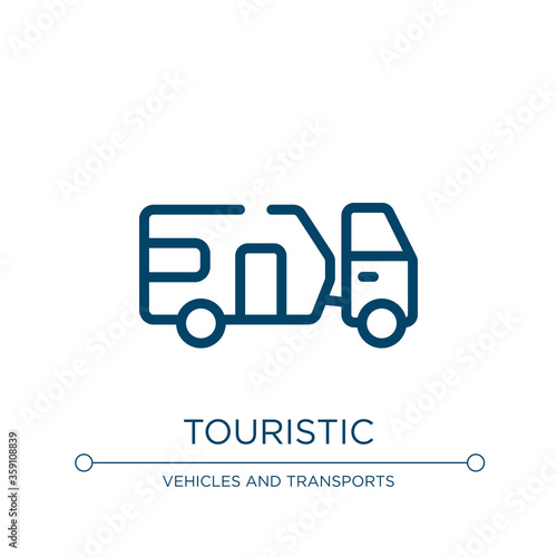 Touristic icon. Linear vector illustration from vehicles and transports collection. Outline touristic icon vector. Thin line symbol for use on web and mobile apps, logo, print media.