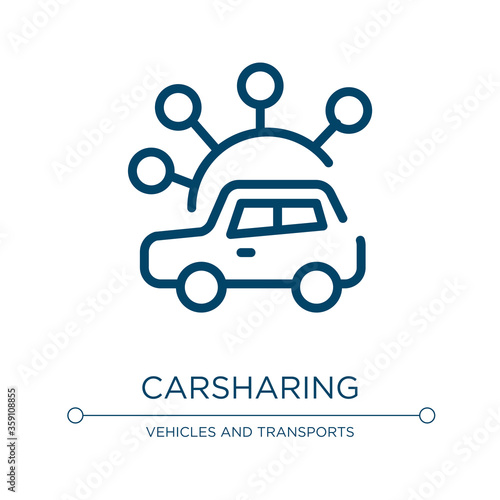Carsharing icon. Linear vector illustration from public transportation collection. Outline carsharing icon vector. Thin line symbol for use on web and mobile apps, logo, print media. photo