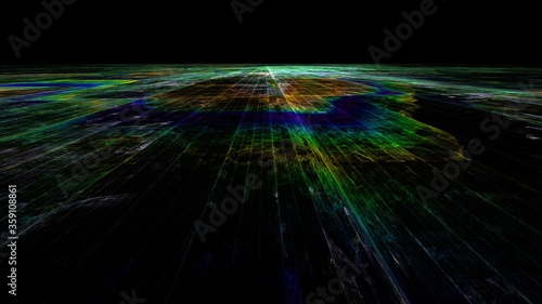 コンピュータで作られた地平線の抽象な背景。物流のイメージ。
