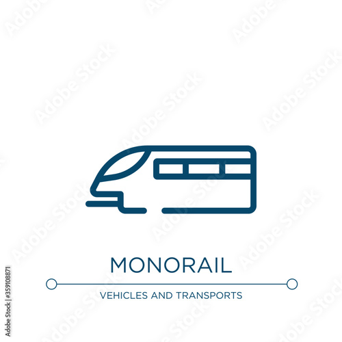 Monorail icon. Linear vector illustration from public transportation collection. Outline monorail icon vector. Thin line symbol for use on web and mobile apps, logo, print media.