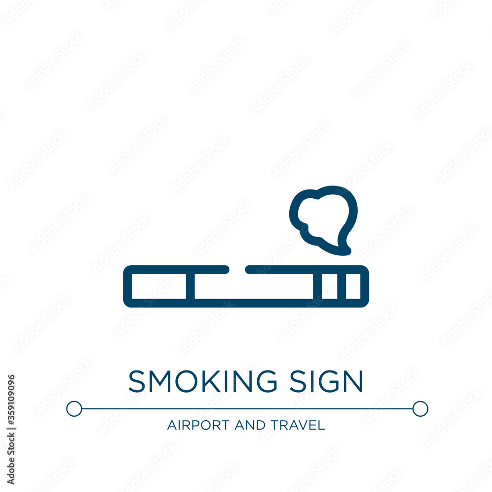 Smoking sign icon. Linear vector illustration from airport and travel collection. Outline smoking sign icon vector. Thin line symbol for use on web and mobile apps, logo, print media.