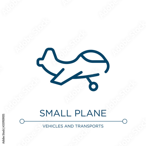 Small plane icon. Linear vector illustration from vehicles and transports collection. Outline small plane icon vector. Thin line symbol for use on web and mobile apps, logo, print media.