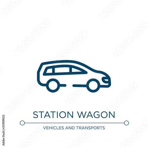 Station wagon icon. Linear vector illustration from transportation collection. Outline station wagon icon vector. Thin line symbol for use on web and mobile apps, logo, print media.