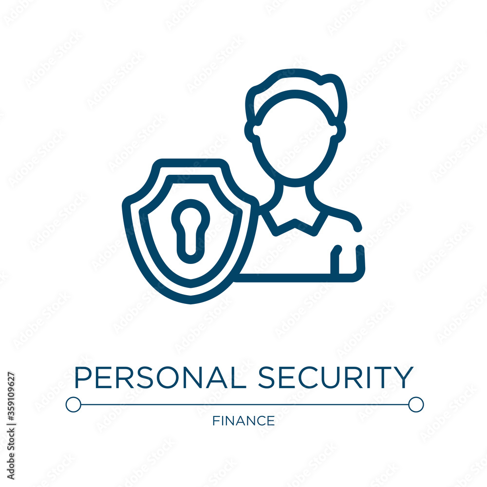 Personal security icon. Linear vector illustration from business management collection. Outline personal security icon vector. Thin line symbol for use on web and mobile apps, logo, print media. Personal security icon. Linear vector illustration from business management collection. Outline personal security icon vector. Thin line symbol for use on web and mobile apps, logo, print media.