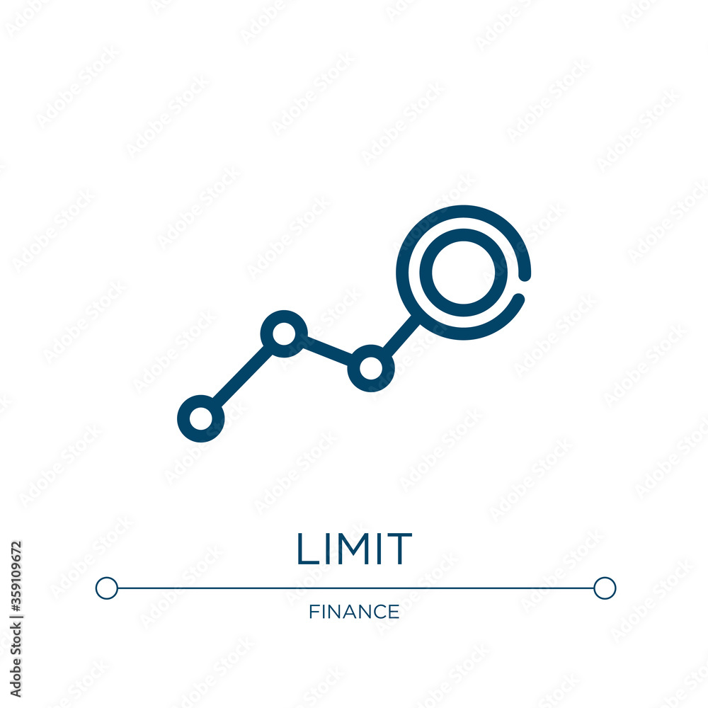 Limit icon. Linear vector illustration from business collection. Outline limit icon vector. Thin line symbol for use on web and mobile apps, logo, print media. Limit icon. Linear vector illustration from business collection. Outline limit icon vector. Thin line symbol for use on web and mobile apps, logo, print media.