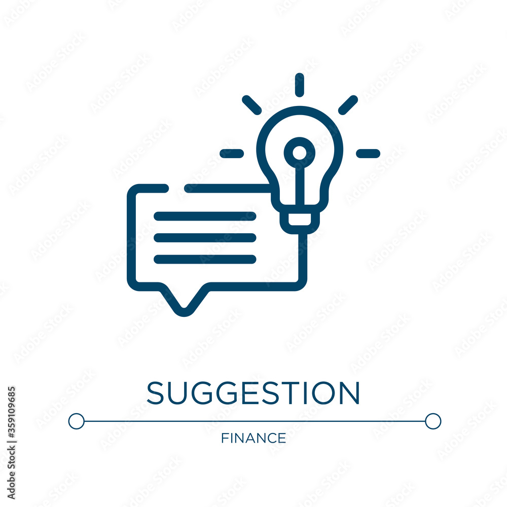 Suggestion icon. Linear vector illustration from business collection. Outline suggestion icon vector. Thin line symbol for use on web and mobile apps, logo, print media. Suggestion icon. Linear vector illustration from business collection. Outline suggestion icon vector. Thin line symbol for use on web and mobile apps, logo, print media.