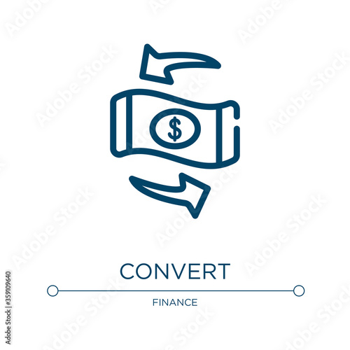 Convert icon. Linear vector illustration from taxes collection. Outline convert icon vector. Thin line symbol for use on web and mobile apps, logo, print media.