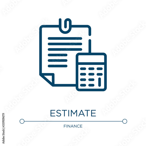 Estimate icon. Linear vector illustration from business collection. Outline estimate icon vector. Thin line symbol for use on web and mobile apps, logo, print media.