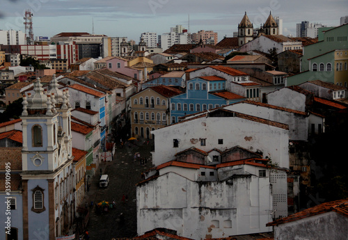 salvador, bahia / brazil - september 16, 2014: aerial view of Pelourinho, historic center of the city of Salvador. photo