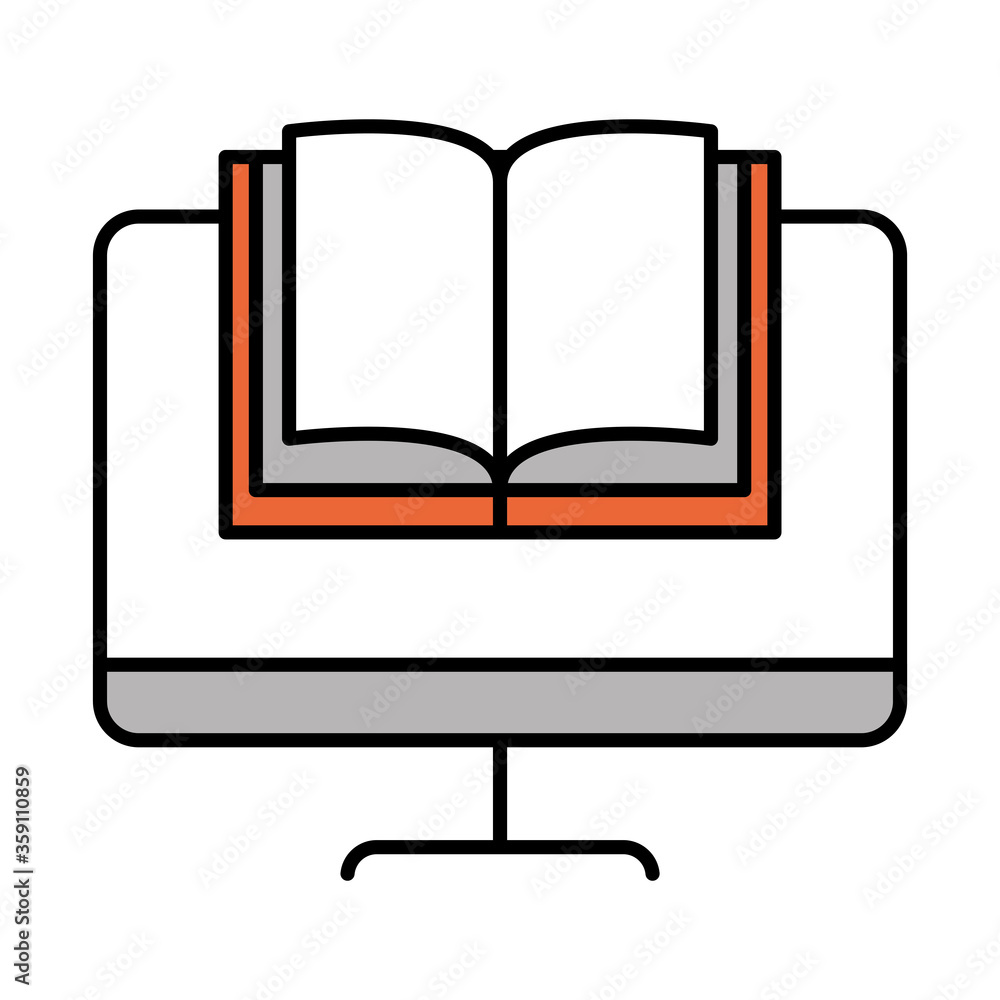 online education, computer book lesson, website and mobile training courses line and fill icon online education, computer book lesson, website and mobile training courses line and fill icon