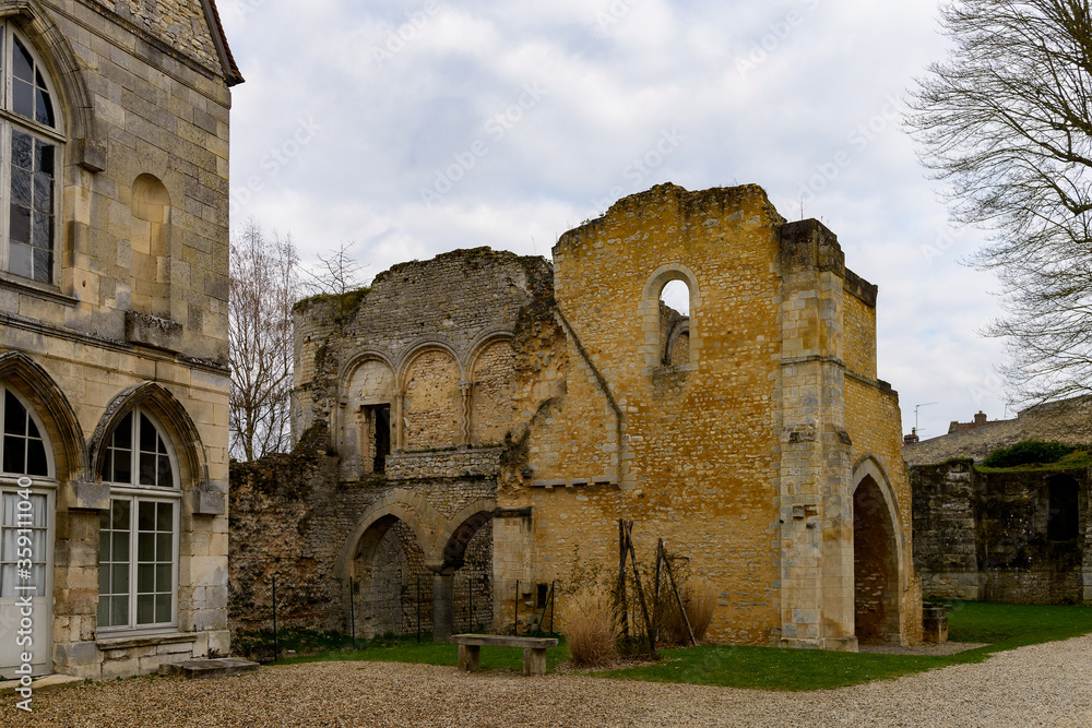 Ruins of the Royal castle  in Senlis, Medieval town in the Oise department,  France