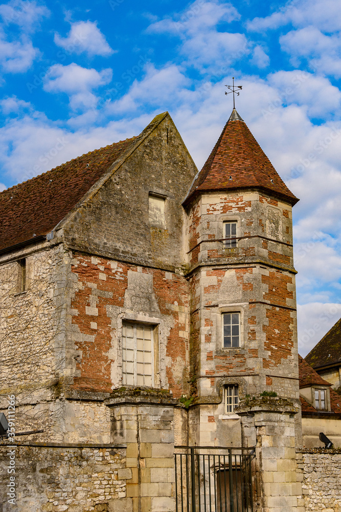 Stone building in Senlis, Medieval town in the Oise department,  France