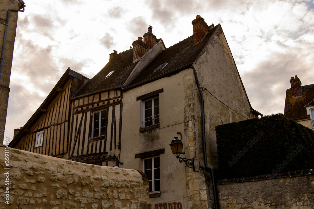 Stone architecture of Senlis, Medieval town in the Oise department,  France