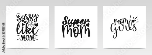 Mother s day quotes letter typography set illustration.