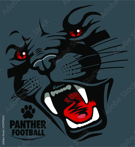 panther football team design with panther face for school, college or league