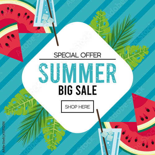 summer holidays sale poster with diamond frame photo