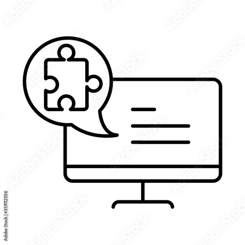 online education, computer puzzle learning website and mobile training courses line style icon