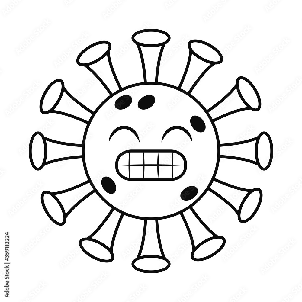 happy covid 19 virus emoji line style icon vector design happy covid 19 virus emoji line style icon vector design