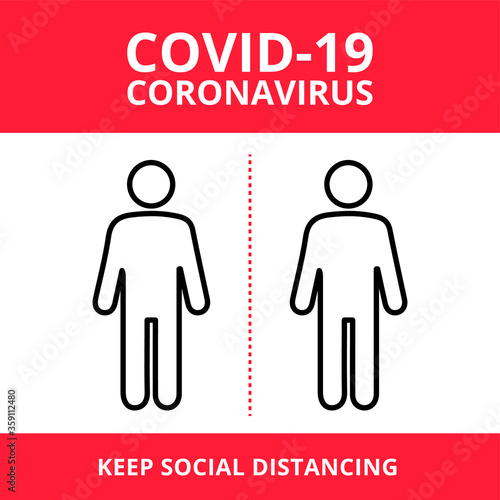 Social distancing vector icon. Keep distance in public society people to protect from COVID-19 coronavirus. Vector illustration.