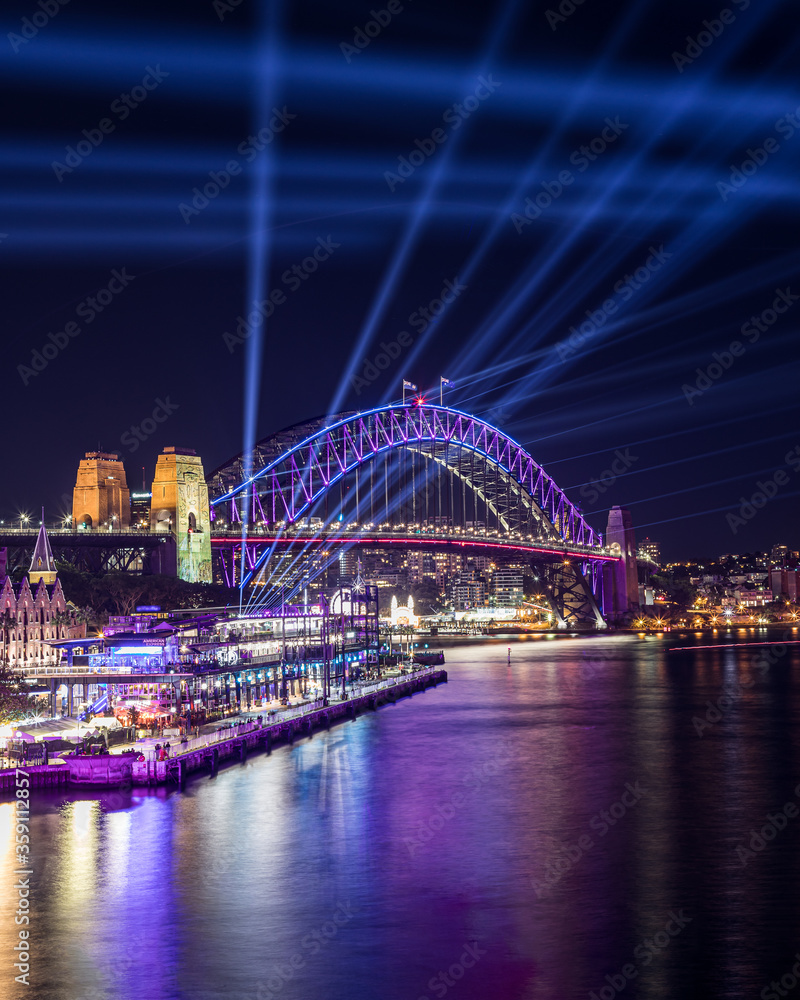 Fototapeta premium Sydney Harbour Bridge during Vivid Sydney. Night