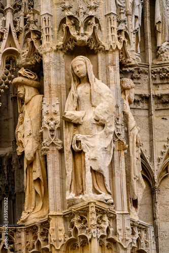 Angels statue in Rouen Cathedral, a Catholic church in Rouen, Normandy, France
