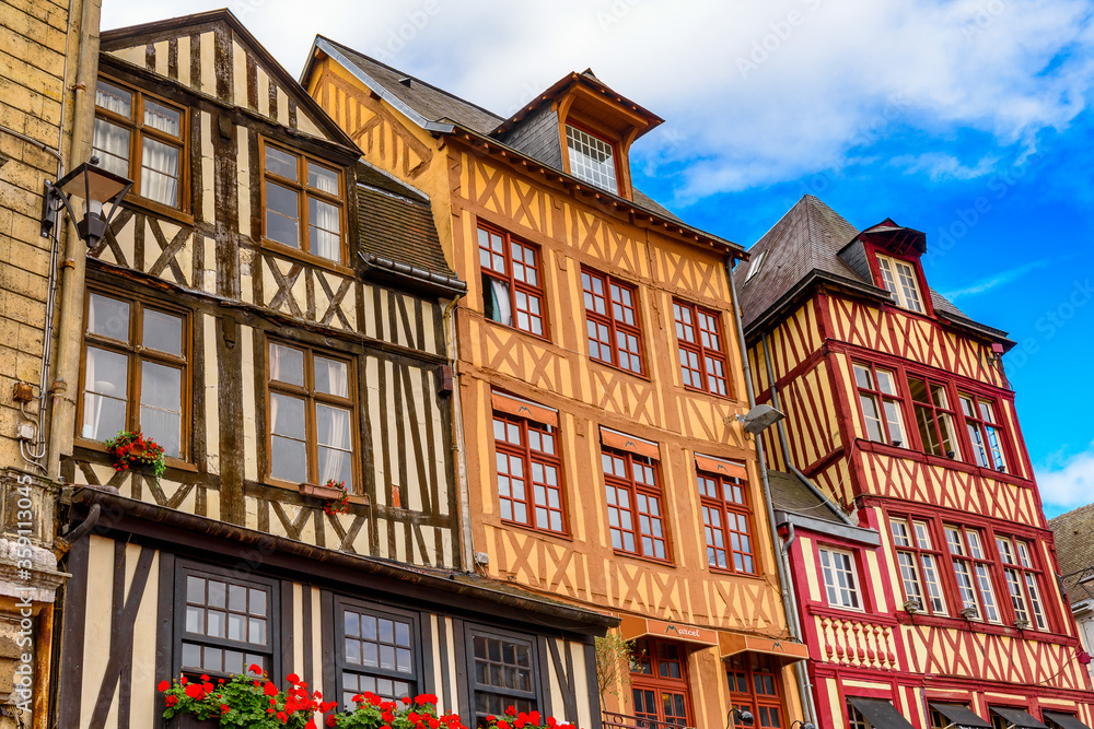 House on the Place du Vieux Marche of Rouen, a city on the River Seine, Normandy, France