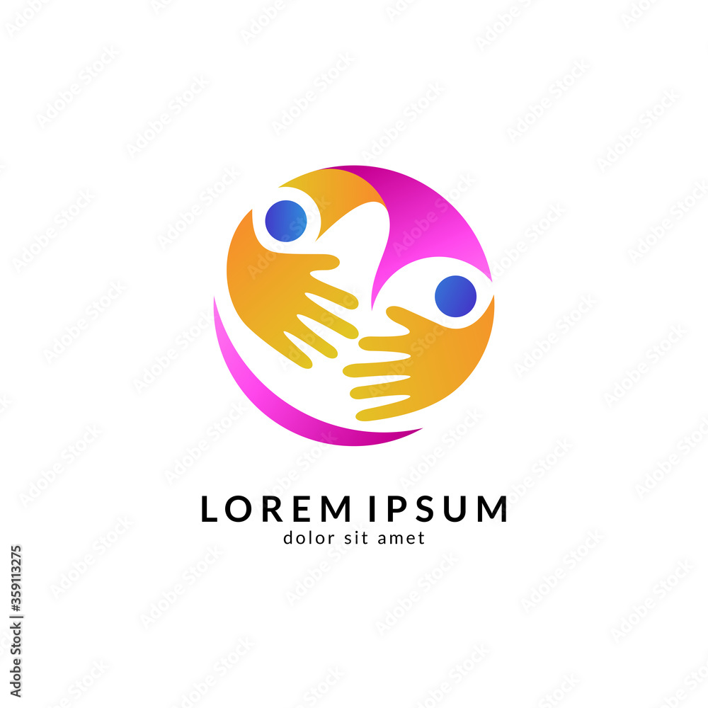Family care logo template, people help and support symbol, medical clinic and healthy human logo vector Family care logo template, people help and support symbol, medical clinic and healthy human logo vector