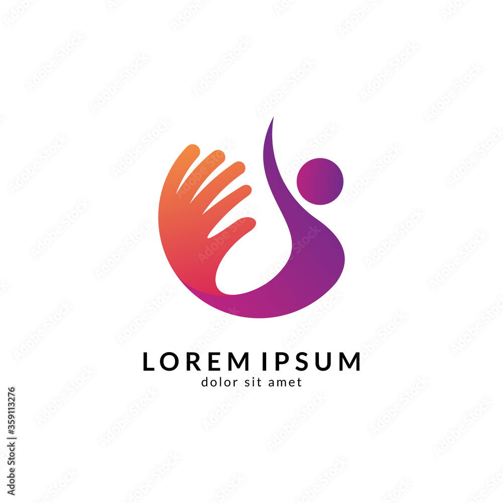 Family care logo template, people help and support symbol, medical clinic and healthy human logo vector Family care logo template, people help and support symbol, medical clinic and healthy human logo vector