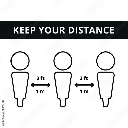 Social distancing vector icon. Keep distance in public society people to protect from COVID-19 coronavirus. Vector illustration.