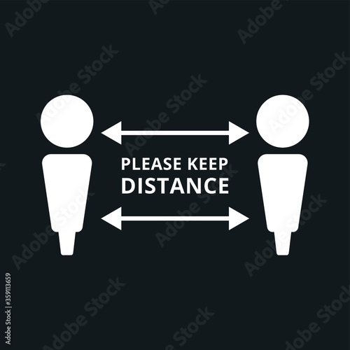 Social distancing vector icon. Keep distance in public society people to protect from COVID-19 coronavirus. Vector illustration.