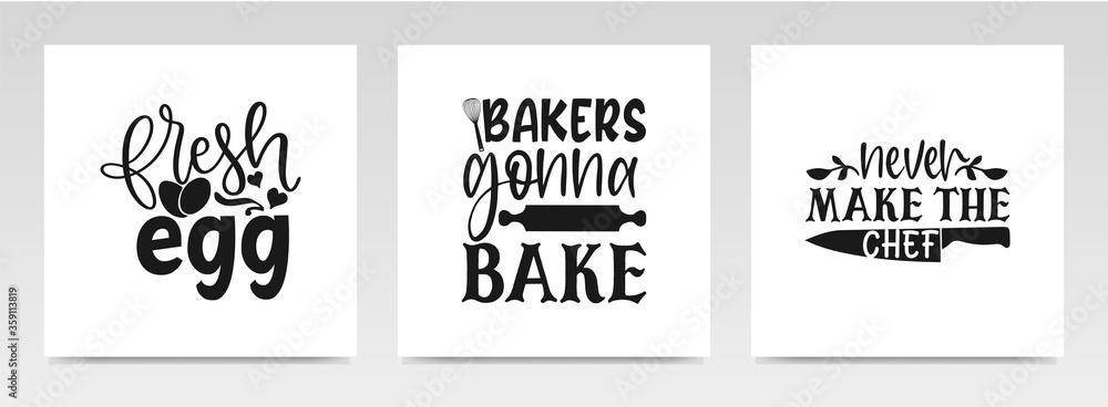 Kitchen quotes letter typography set illustration.