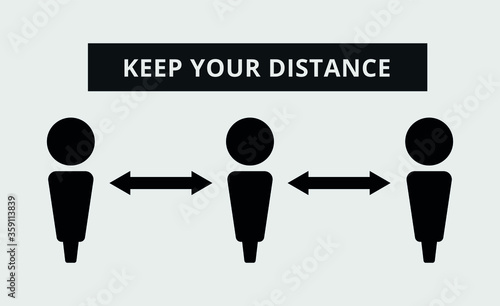 Social distancing vector icon. Keep distance in public society people to protect from COVID-19 coronavirus. Vector illustration.