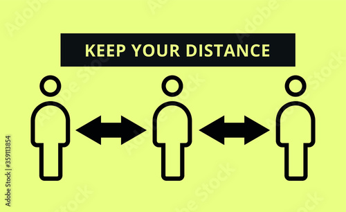 Social distancing vector icon. Keep distance in public society people to protect from COVID-19 coronavirus. Vector illustration.