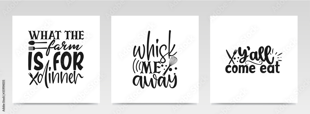 Fototapeta premium Kitchen quotes letter typography set illustration.