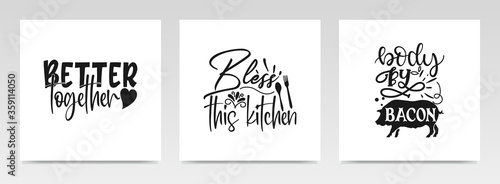 Kitchen quotes letter typography set illustration.