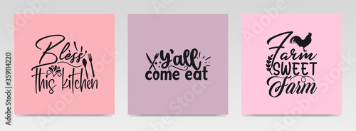 Kitchen quotes letter typography set illustration.