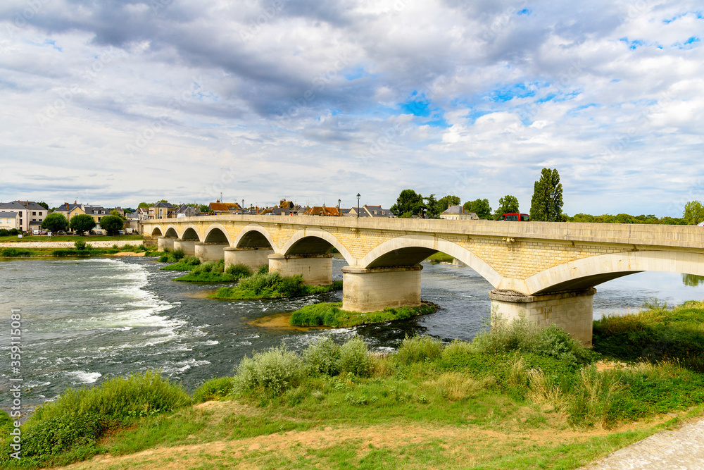 Bridge over the river Loire in Amboise, a town in the Indre-et-Loire department, France