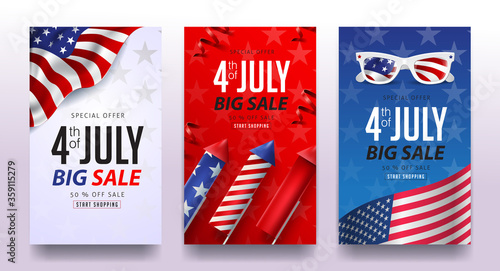 Independence day USA sale banner template .4th of July celebration poster template.fourth of july vector illustration .