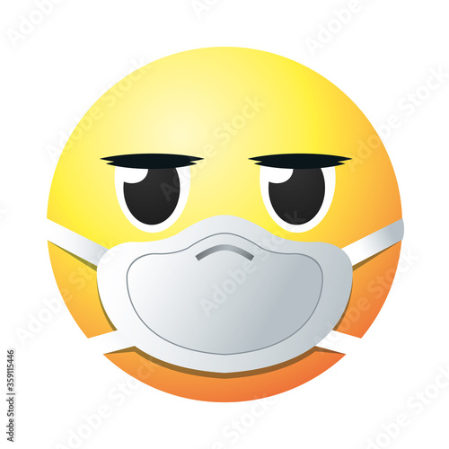 expressionless emoji with mask gradient style icon vector design