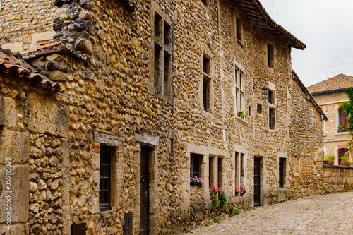 Old house of Perouges, France, a medieval walled town, a popular touristic attraction.