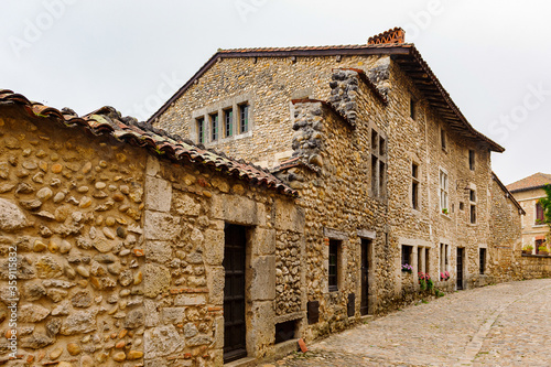 Old house of Perouges, France, a medieval walled town, a popular touristic attraction.