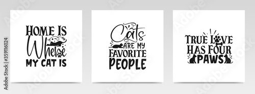 Pet animal quotes letter typography set illustration.