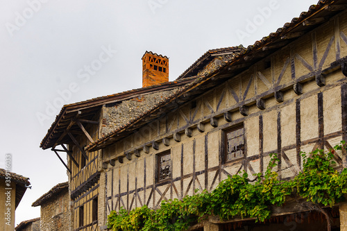 Perouges, France, a medieval walled town, a popular touristic attraction.