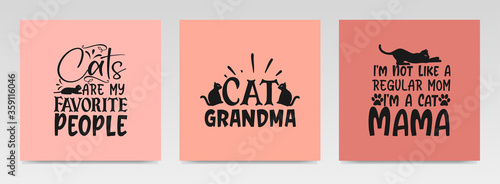 Pet animal quotes letter typography set illustration.