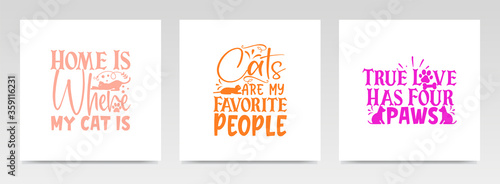 Pet animal quotes letter typography set illustration.