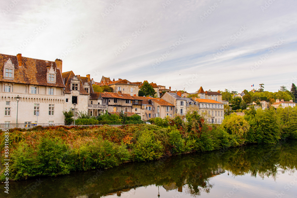 Isle river and town of Perigueux, France.