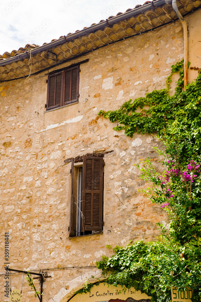 It's Old architecture in Saint Paul de Vence, medieval town in France