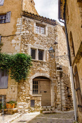 It s Close view of the house in Saint Paul de Vence  medieval town in France